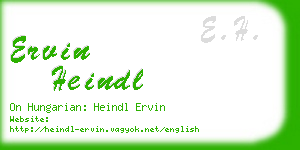 ervin heindl business card